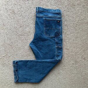 Dickies Jeans Mens 44x30 Carpenter High Rise Straight Leg Blue Medium Wash Denim